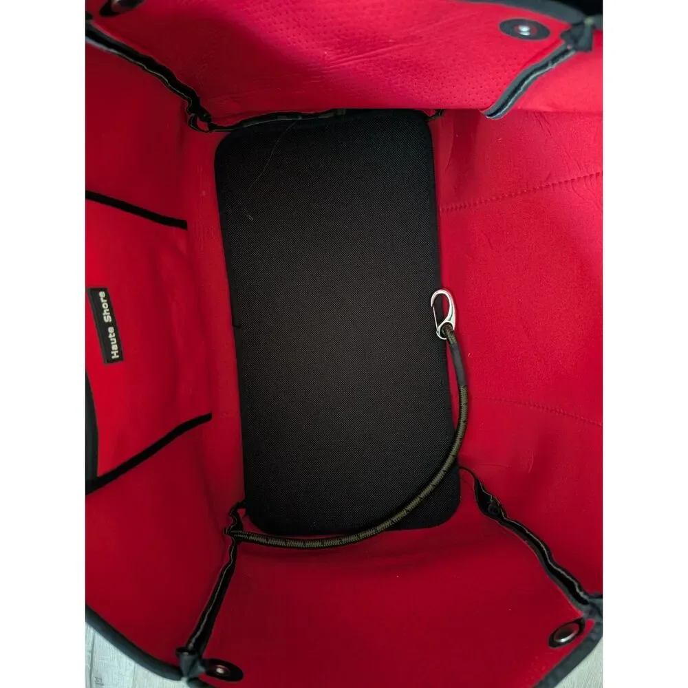Haute Shore Greyson Soho Neoprene Tote Bag in Green Camo with Red Stripe (C4) - Picture 9 of 10